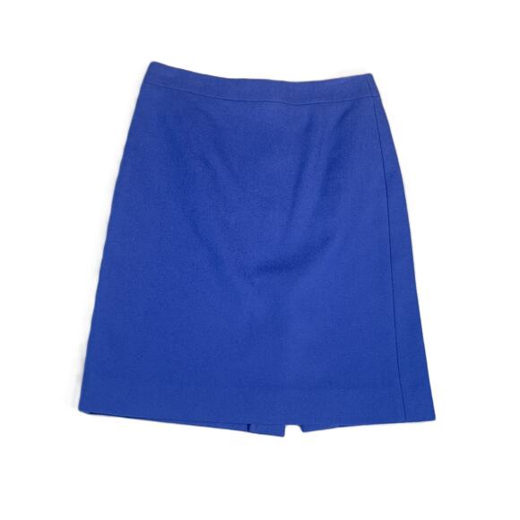 J Crew Factory The Pencil Skirt 0 Above Knee Wool Blend Slit Royal Blue Lined - Picture 1 of 13